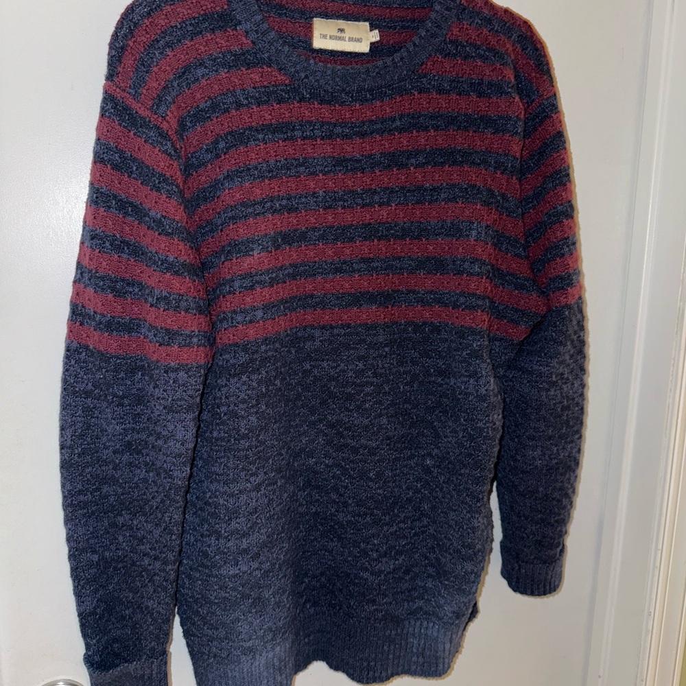 Grandpa style Red and Blue Crewneck Sweater Cozy Knit